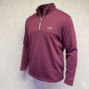 Callaway 1/4 Zip Pullover Men XXL Maroon Textured Golf Fleece Weather Series